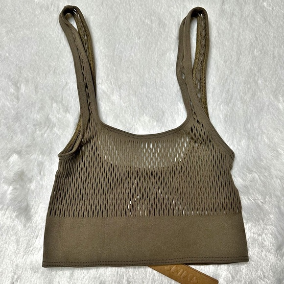 NWT Skims Warp Knit Leggings & Scoop Neck Bralette Set Army Women’s Size XXS-S - Picture 7 of 11